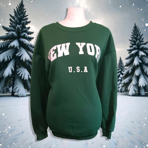 SHEIN Sweaters - SHEIN Green 'New York USA' Sweater